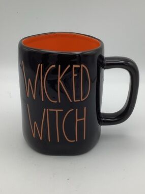 Rae Dunn Black Wicked Witch Mug with Orange Interior